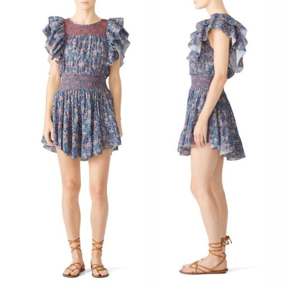 LoveShackFancy Marcella Ruffle Sleeve Floral Mini Dress - Picture 13 of 13